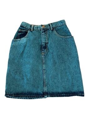 Vintage Guess Georges Marciano Teal Acid Wash Denim Mini Skirt XS Size 28 VTG
